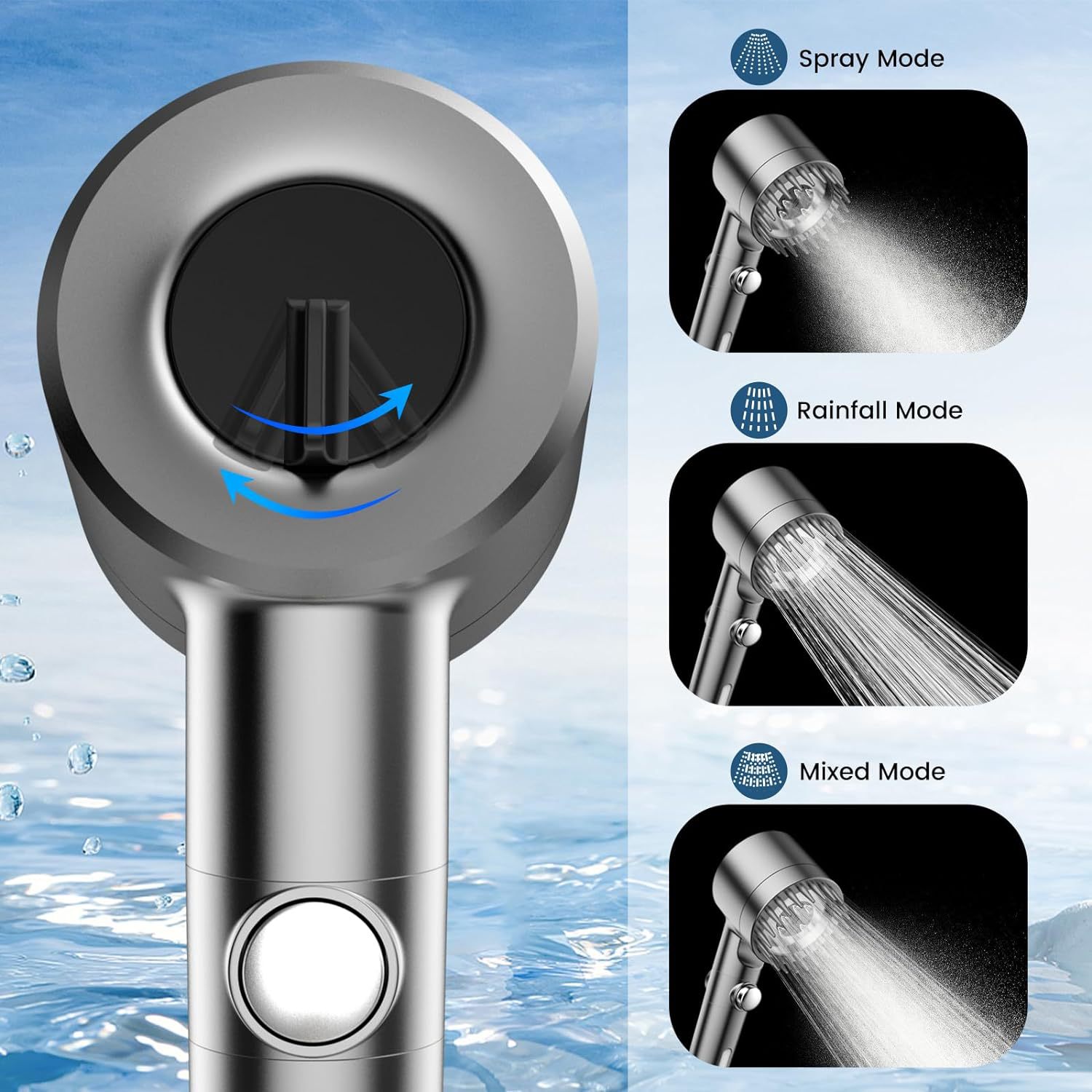Cross-border wearing shower head, powerful pressurized bathroom shower head, spray, hand-held hand-filtered showerhead Specification drawing