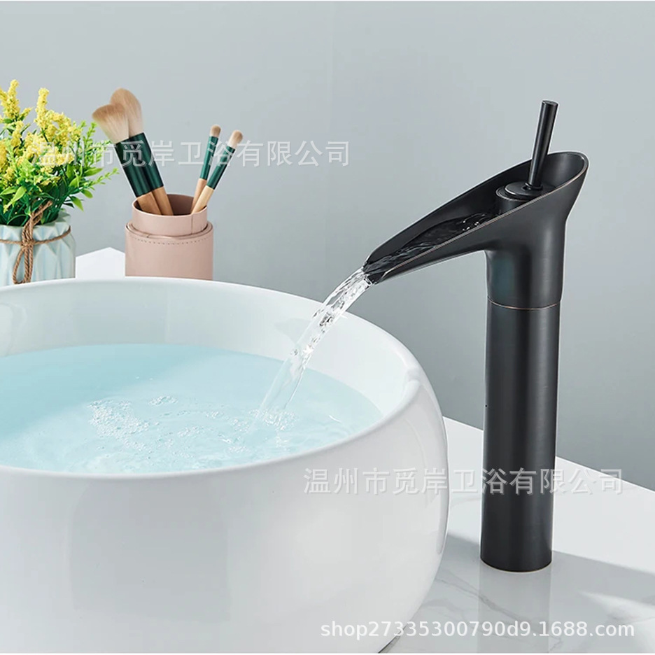 Antique-style wine glasses, all-copper washbasin, faucet, marble washbasin, bathroom countertop basin, hot and cold waterfall full figure