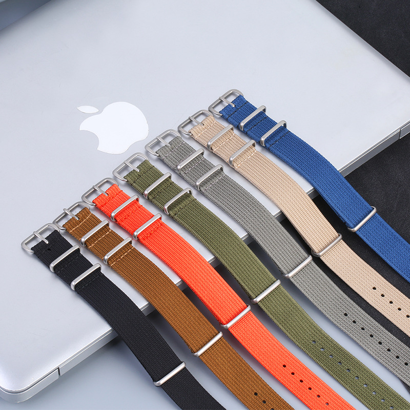 Seven-color stock, one-piece consignment, including lugs, solid color woven nylon watch strap, 18-22mm over nylon watch strap details Picture