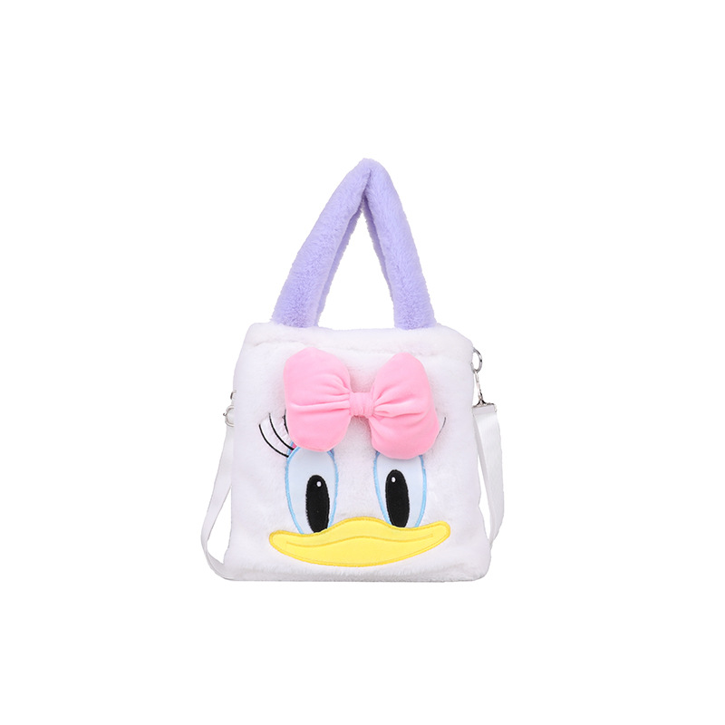 Japanese-style large-capacity Daisy Donald Duck handbag, cute pink bow plush bag, cartoon fashion small bag Item Picture