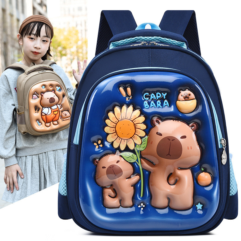 Foreign trade children's hard shell backpack, cute cartoon cartoon for 3-6 years old boys and girls Kapibala children's backpacks full figure