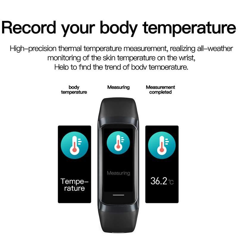 The new cross-border bestseller C60 smart bracelet for temperature measurement, blood pressure, heart rate, blood oxygen, sleep, exercise step counting and health monitoring Specification drawing