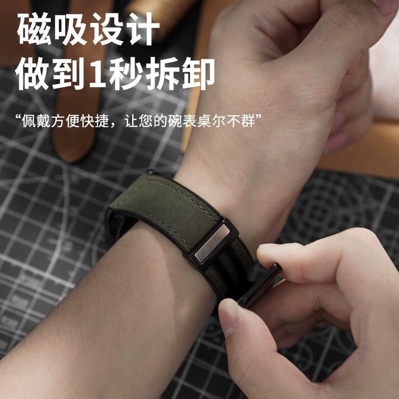 Suitable for Huawei watch bands, silicone leather straps, 20/22mm watch wristbands, and Samsung magnetic folding buckle straps Specification drawing