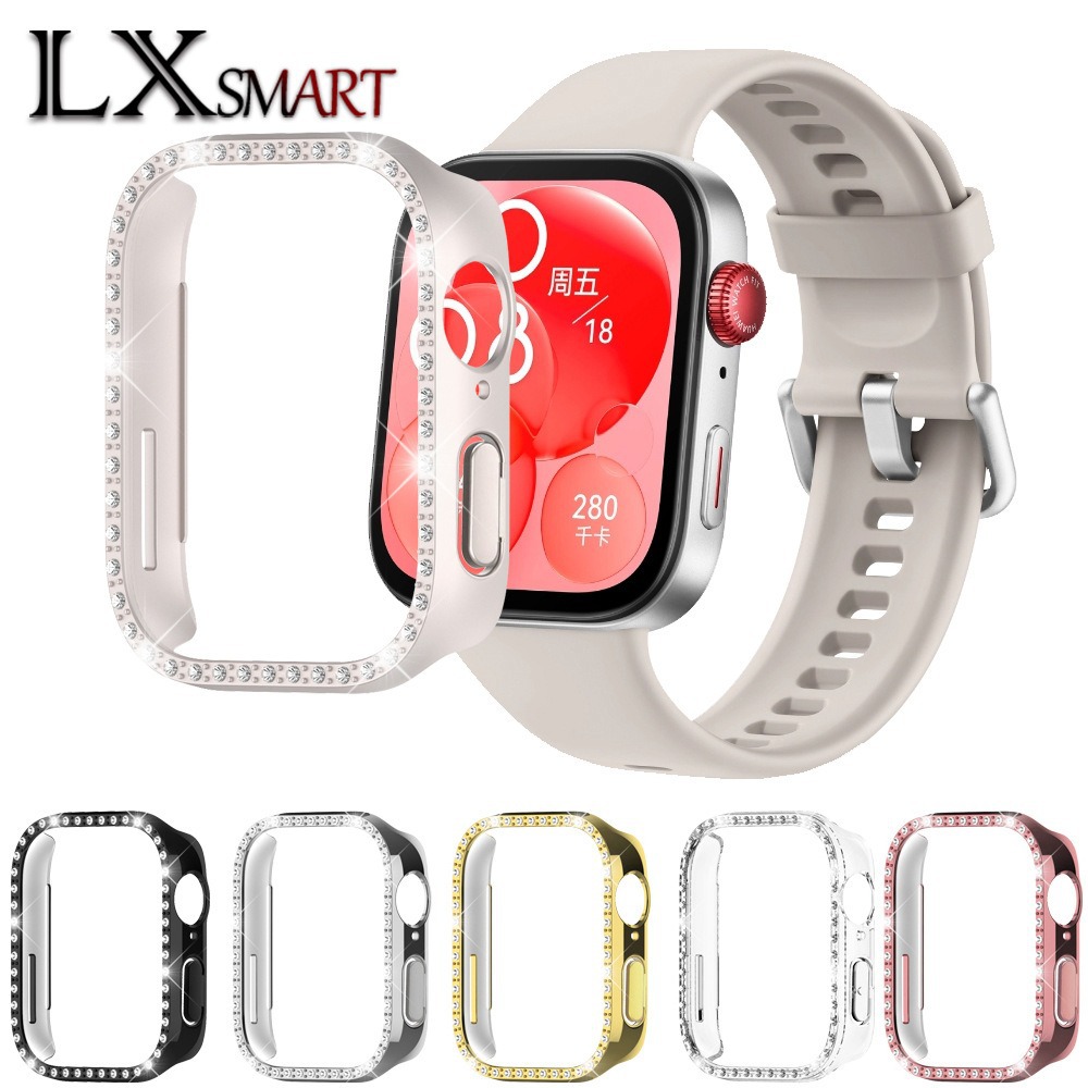 Applicable to huawei Watch Fit3/4 single diamond watch case Huawei Fit3 diamond-encrusted skeleton watch protective case full figure