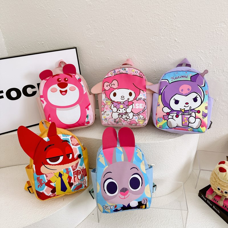 The new 2024 Kuromi kindergarten backpack is cute and cartoonized. It's a lightweight schoolbag and a cute snack bag for kids full figure