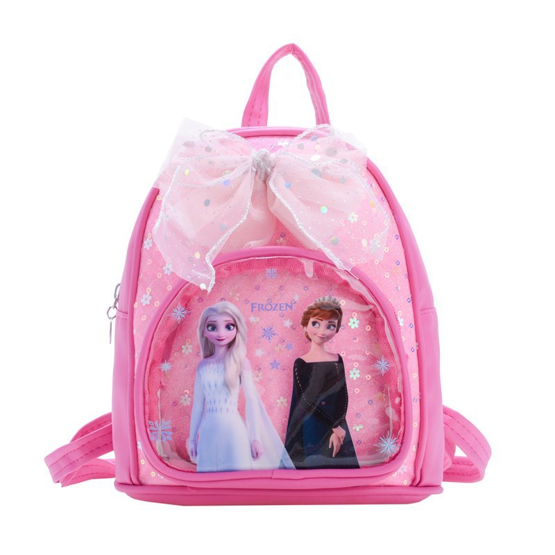 New cute cartoon bow schoolbag, kindergarten Aisha Princess small schoolbag, versatile backpack for casual outings Item Picture