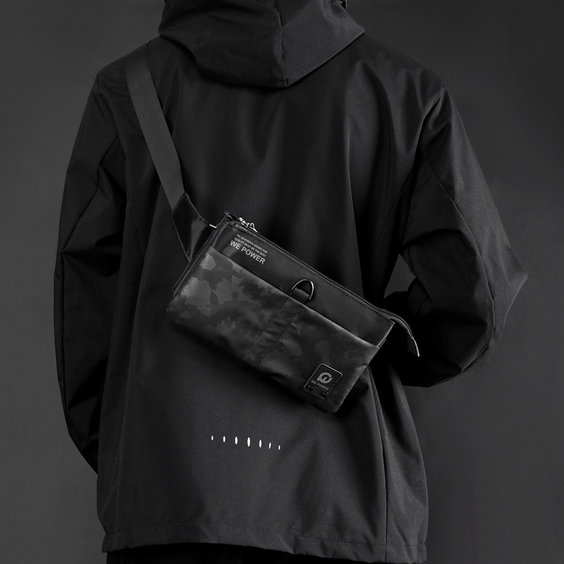 WEPOWER's new men's waist bag, casual chest bag, crossbody bag, water-resistant, ultra-thin outdoor waist bag and coin purse details Picture