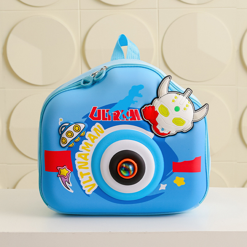 Cute cartoon 3D camera backpacks for boys and girls in kindergarten 2025, hard-shell small schoolbags for children and snack packs full figure