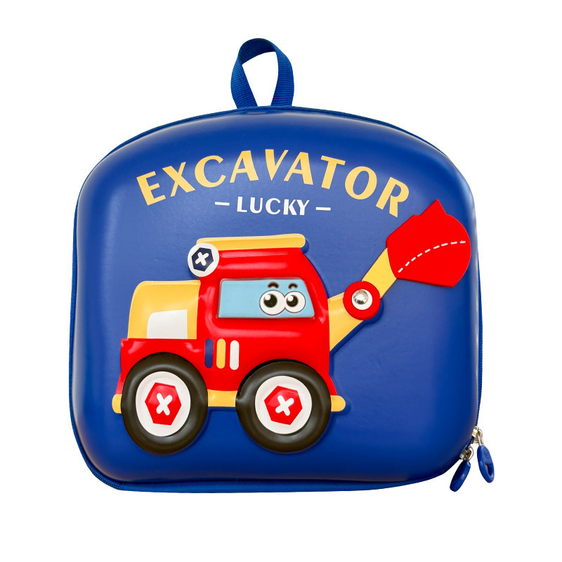 The new eggshell bag for children in small and medium-sized classes, the excavator, and the cartoon backpack for boys in the kindergarten are trendy and cute, suitable for kids to carry Item Picture