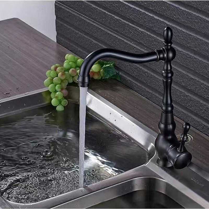 European-style antique faucet, all-copper hot and cold rotating sink faucet, sink, face wash and vegetable basin, kitchen faucet Specification drawing