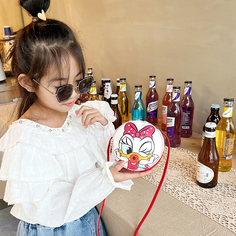 2022 New Korean-style children's bag, trendy single-shoulder small round bag, cartoon and anime baby coin purse, girls' crossbody bag Specification drawing