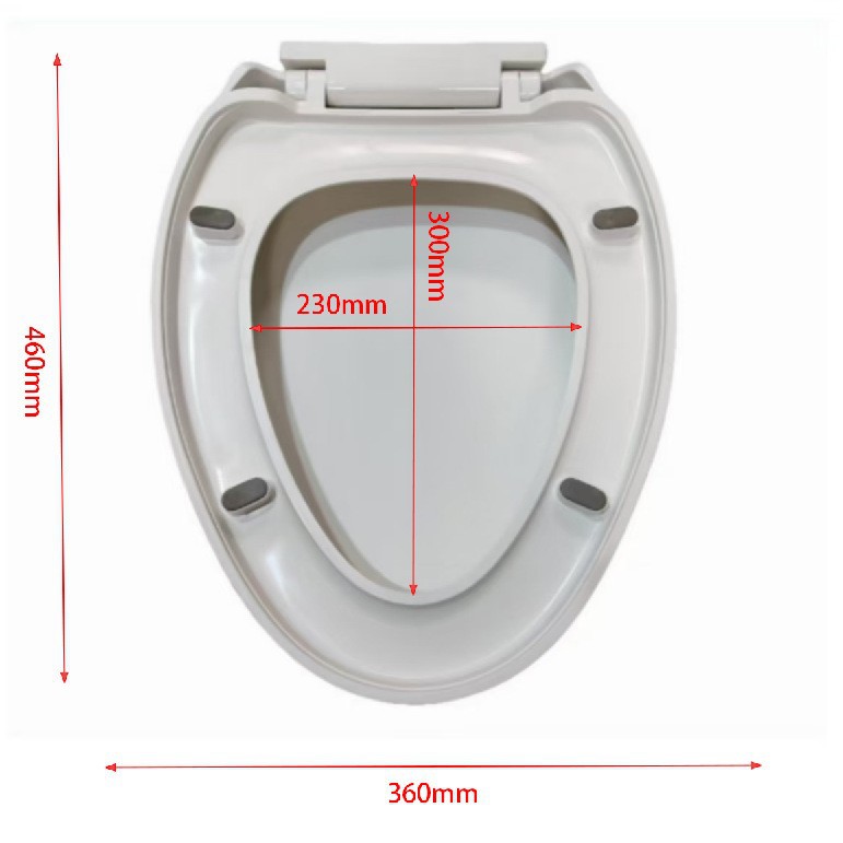 The toilet seat cover is thickened, pressure-resistant, and can be installed in O, U, and V shapes on top and bottom Specification drawing