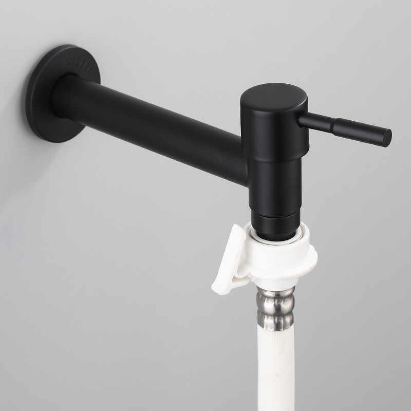 Black dedicated 4-point washing machine faucet, 304 stainless steel, white faucet, quick-opening mop, extended sink nozzle Specification drawing