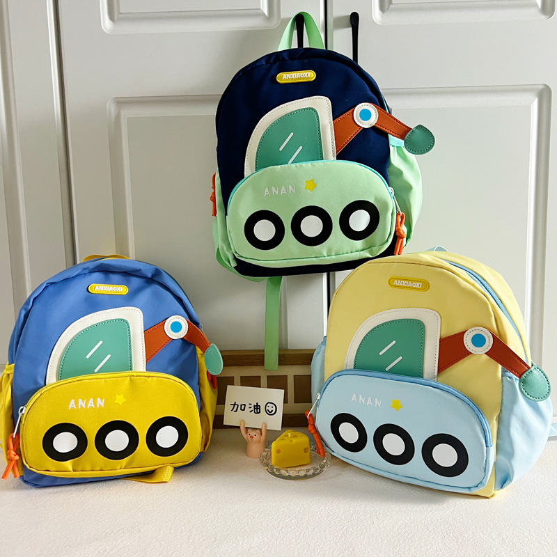 Fashionable and lightweight new kindergarten schoolbag, children's school entry storage backpack, baby girl cartoon car backpack details Picture