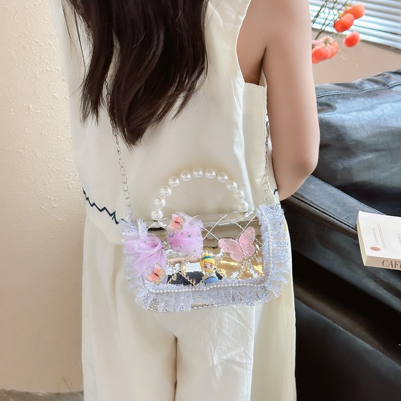 New children's bags, girls' pearl handbags, diamond-patterned lace bow, girls' single-shoulder bags, loose change crossbody bags are trendy Application Scenario