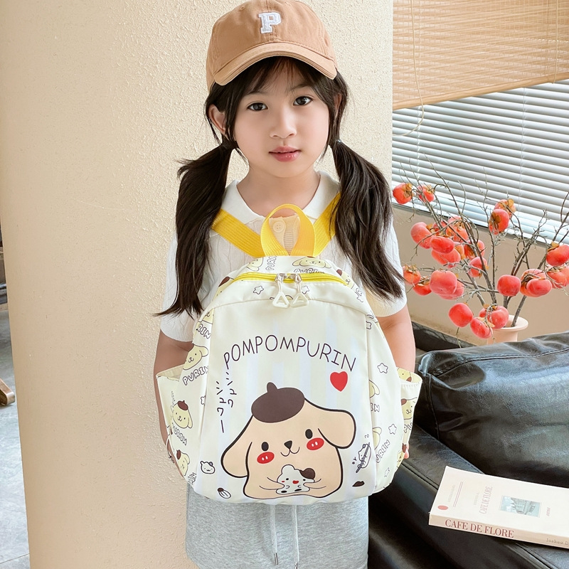 Cross-border cute kindergarten girls' small backpack, Korean version fashionable Kulomi schoolbag for going out, cartoon printed backpack details Picture