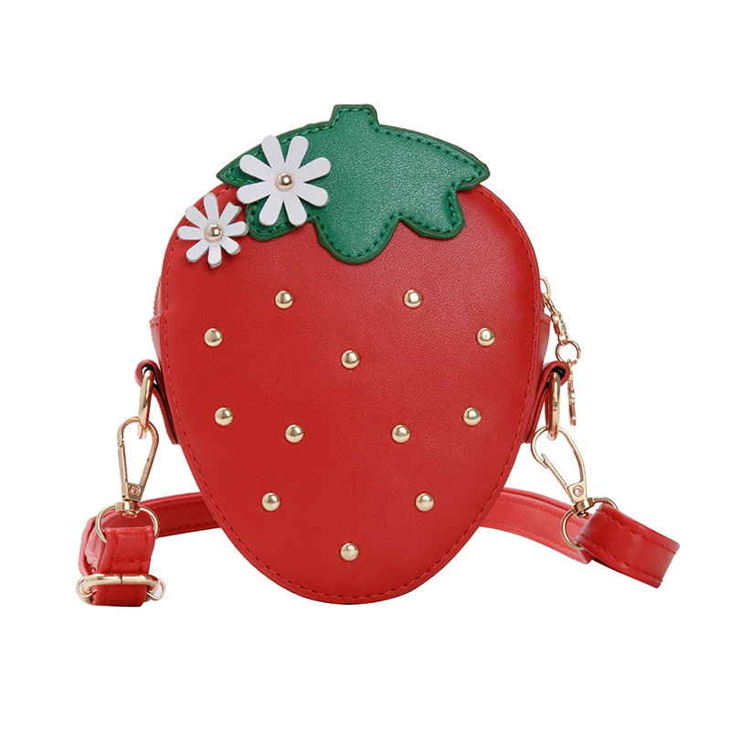 2023 Girls' Spring Festival InS-style sweet orange and strawberry shaped crossbody bag, adjustable fruit bag, cute princess coin purse Item Picture