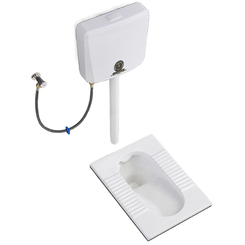 Household ceramic squat toilet, anti-odor toilet bowl, toilet bowl, squat toilet, flushing tank complete set Item Picture