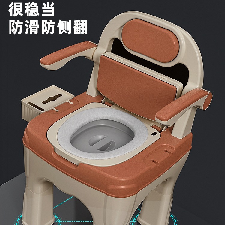 Adult mobile toilets, indoor armrest toilets for the elderly, pregnant women, the disabled and patients, cushioned backrest chairs Specification drawing