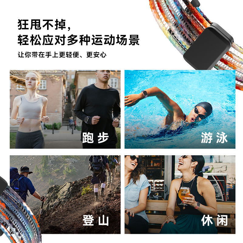 A nylon universal sliding buckle magnetic watch strap suitable for Huawei, Apple and Samsung iwatch Application Scenario