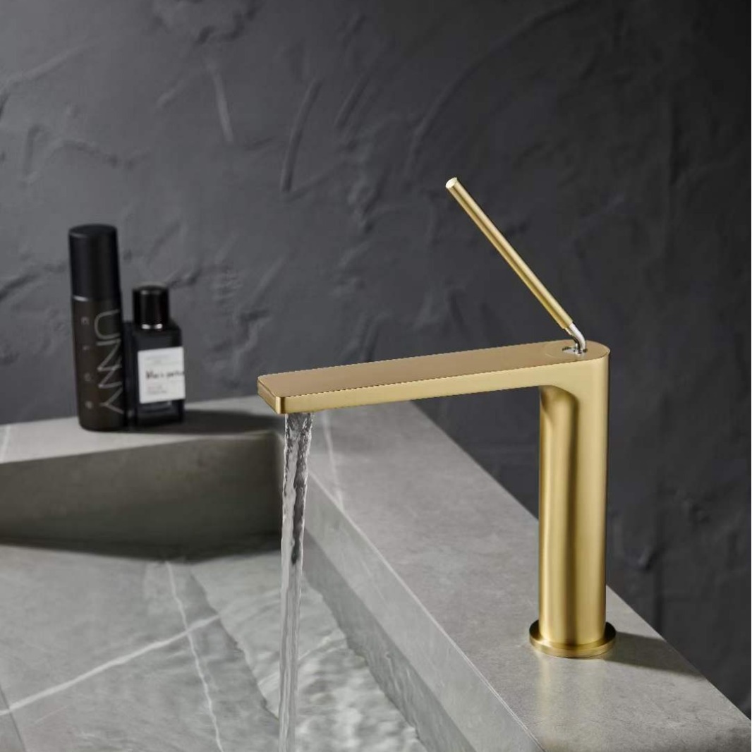 All-copper washbasin faucet, hot and cold household bathroom, washbasin gun, gray all-copper washbasin faucet full figure
