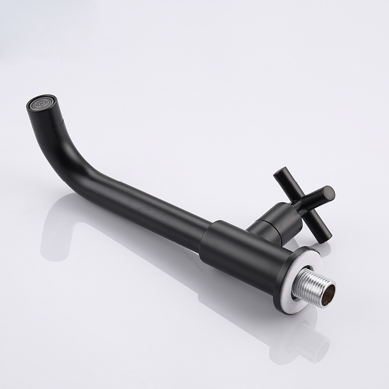 Cross-border e-commerce black wall-mounted all-copper single-cooling faucet, extended washbasin, bathroom, balcony washbasin, 4 points Application Scenario