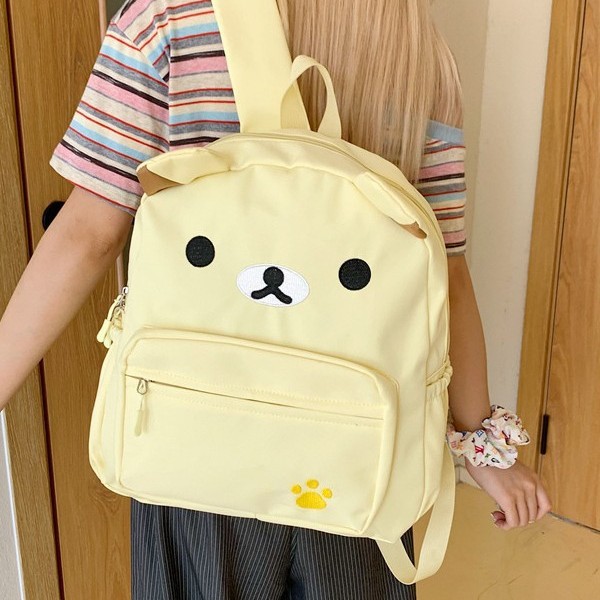 2025 New cute canvas brown milk white large-capacity versatile student soft girl backpack for casual wear Specification drawing