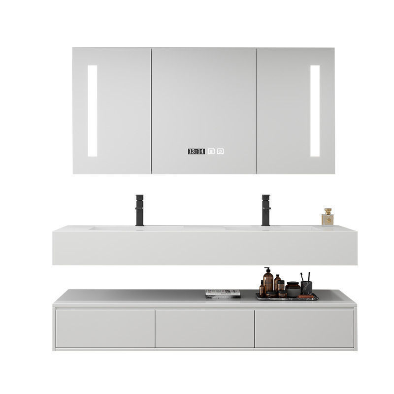 Bathroom rock plate integrated seamless ceramic basin, solid wood cabinet combination, washbasin, washbasin, seamless basin, bathroom Item Picture