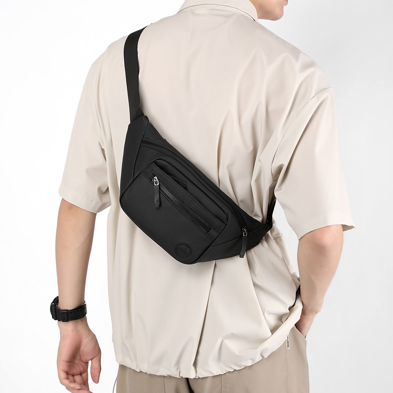 Men's mobile phone waist bag, durable for construction sites, men's chest bag with leather film texture and multiple layers, men's crossbody bag with a sense of high-end for men Specification drawing