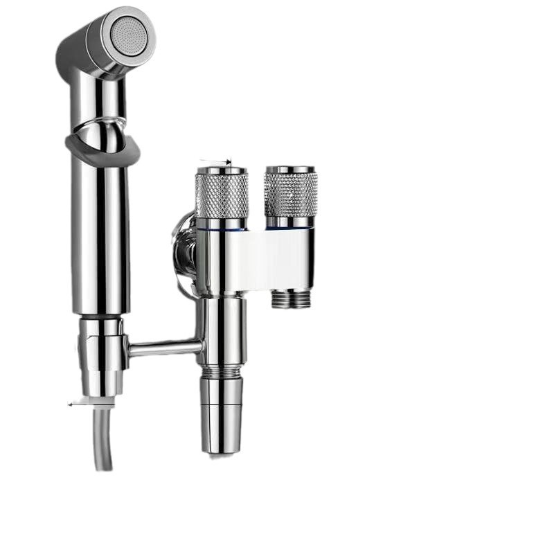 Toilet companion, one-in, two-out, three-way Angle valve, washing machine faucet, stainless steel water gun set factory wholesale Item Picture