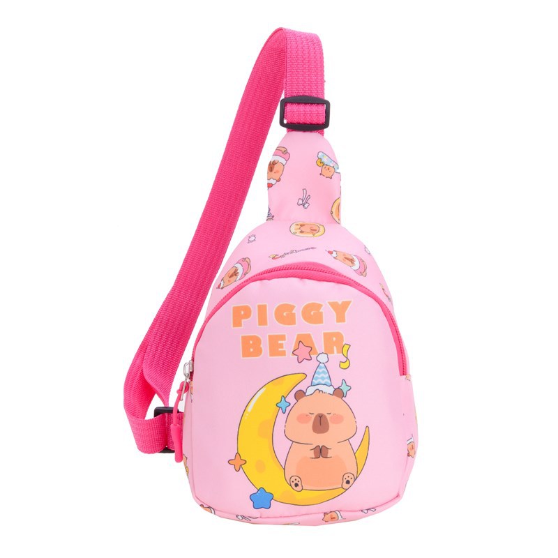 A new printed children's bag featuring cute and stylish Japanese cartoon boys' and girls' chest bags and Capibara baby coin purse Item Picture
