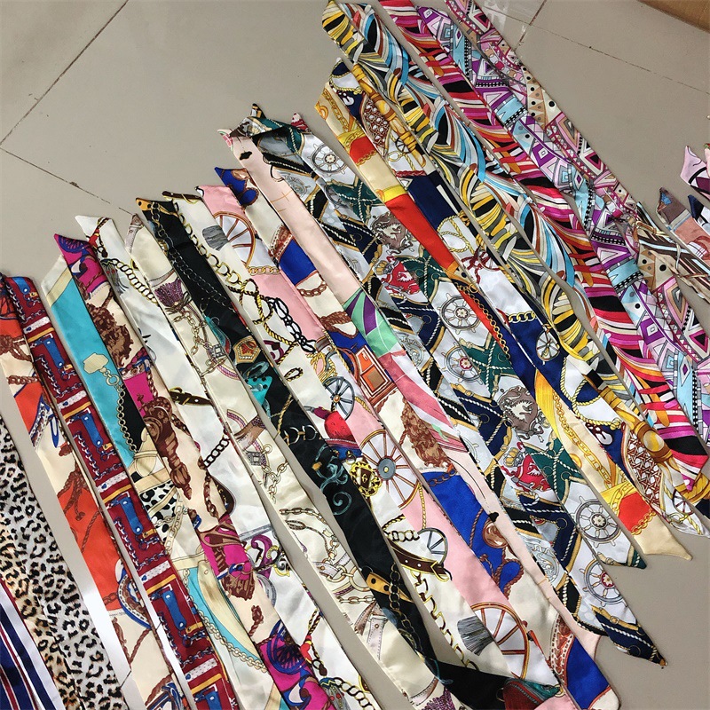 Printed and patterned twill silk scarf manufacturer wholesale accessories silk scarves handbags tied with bows silk scarves striped flowers Specification drawing