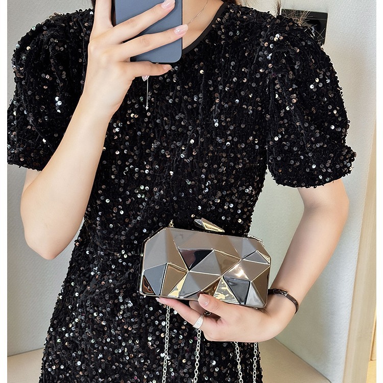 New cross-border acrylic bag, shiny and shiny box, mini small hand bag, clutch bag, banquet single-shoulder crossbody bag Specification drawing