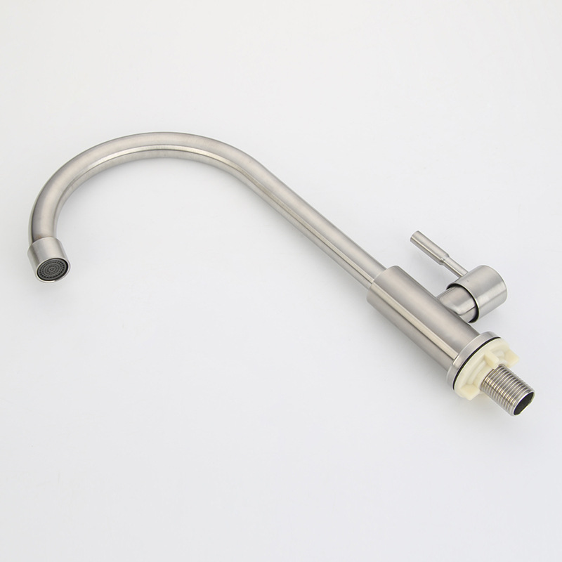 The factory supplies 304 stainless steel single-cooling kitchen faucets and vertical rotating sink faucets details Picture