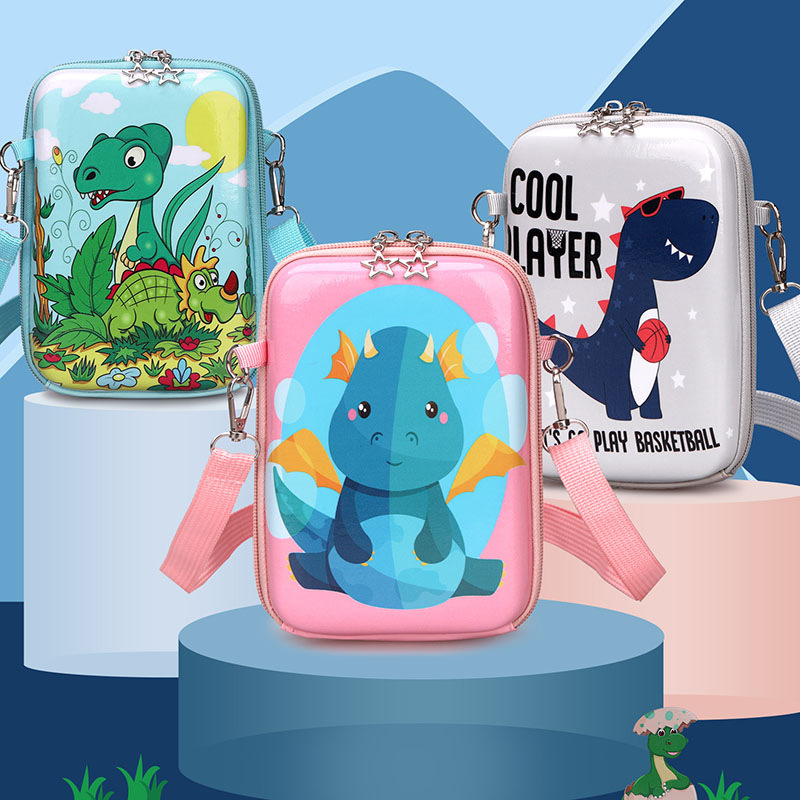 Children's small shoulder bag, Korean-style fashionable and creative cartoon dinosaur coin purse, cute girls' mobile phone bag, baby crossbody bag full figure