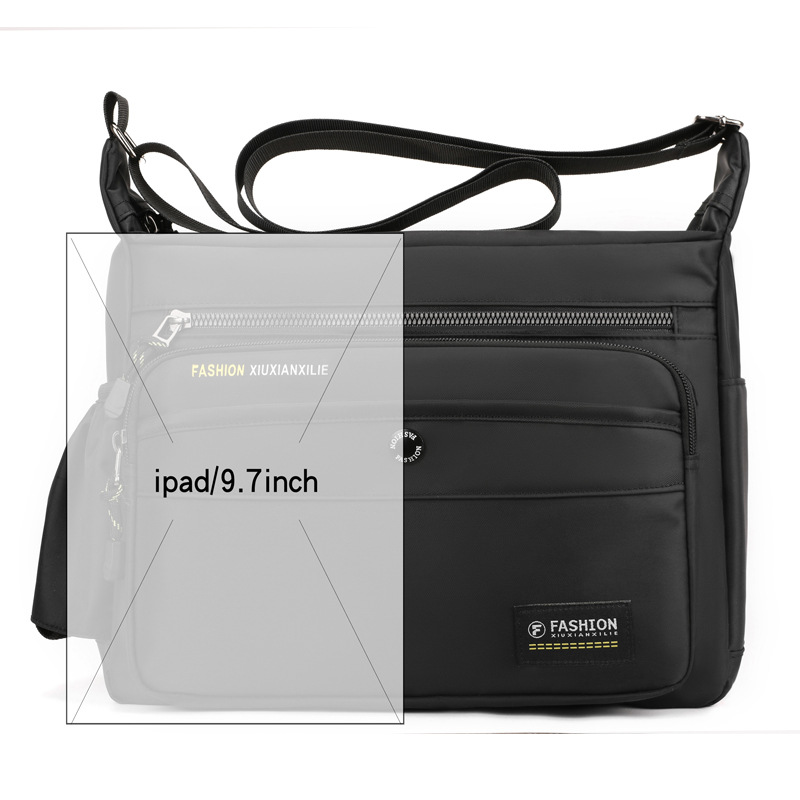 Simple and large-capacity crossbody bag, casual Oxford fabric business crossbody bag, multi-layer cashier street stall bag, men's single-shoulder bag Item Picture