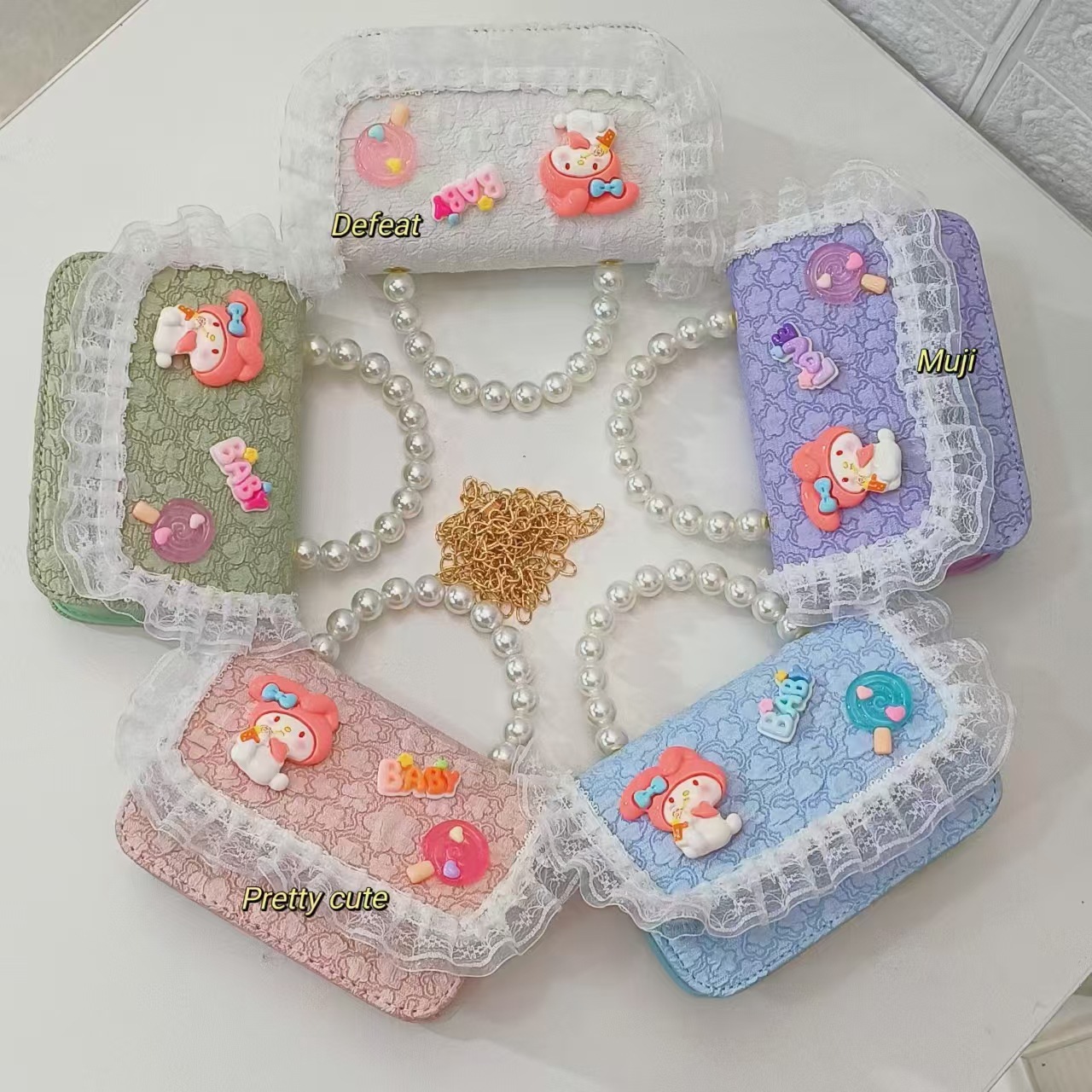 Children's bags, pearl handbags, single-shoulder crossbody bags, loose change accessory bags, princess bags, Melody chain bags, small square bags full figure
