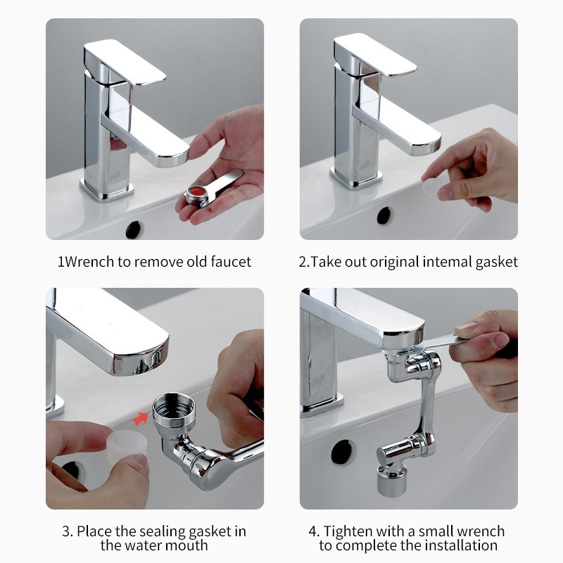 Household multi-functional universal rotating faucet, anti-base water wonder, washbasin mechanical arm, universal faucet extension device Application Scenario