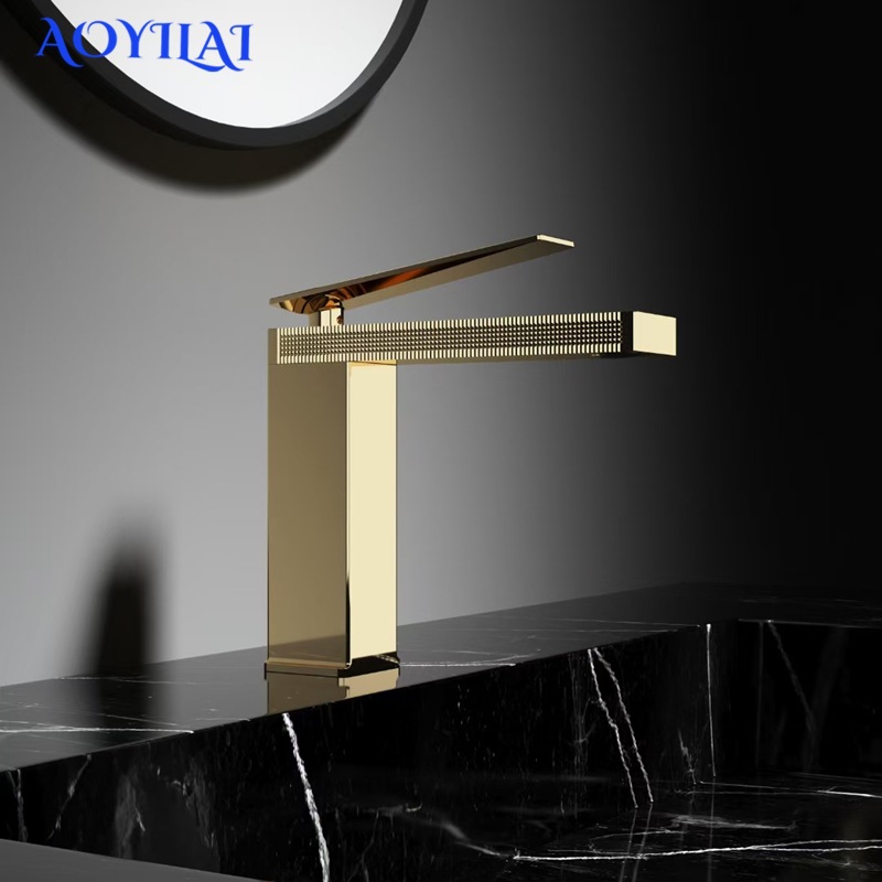 All-copper faucet, household washbasin, bathroom washbasin, hot and cold dual-purpose bathroom cabinet, gun gray faucet Specification drawing