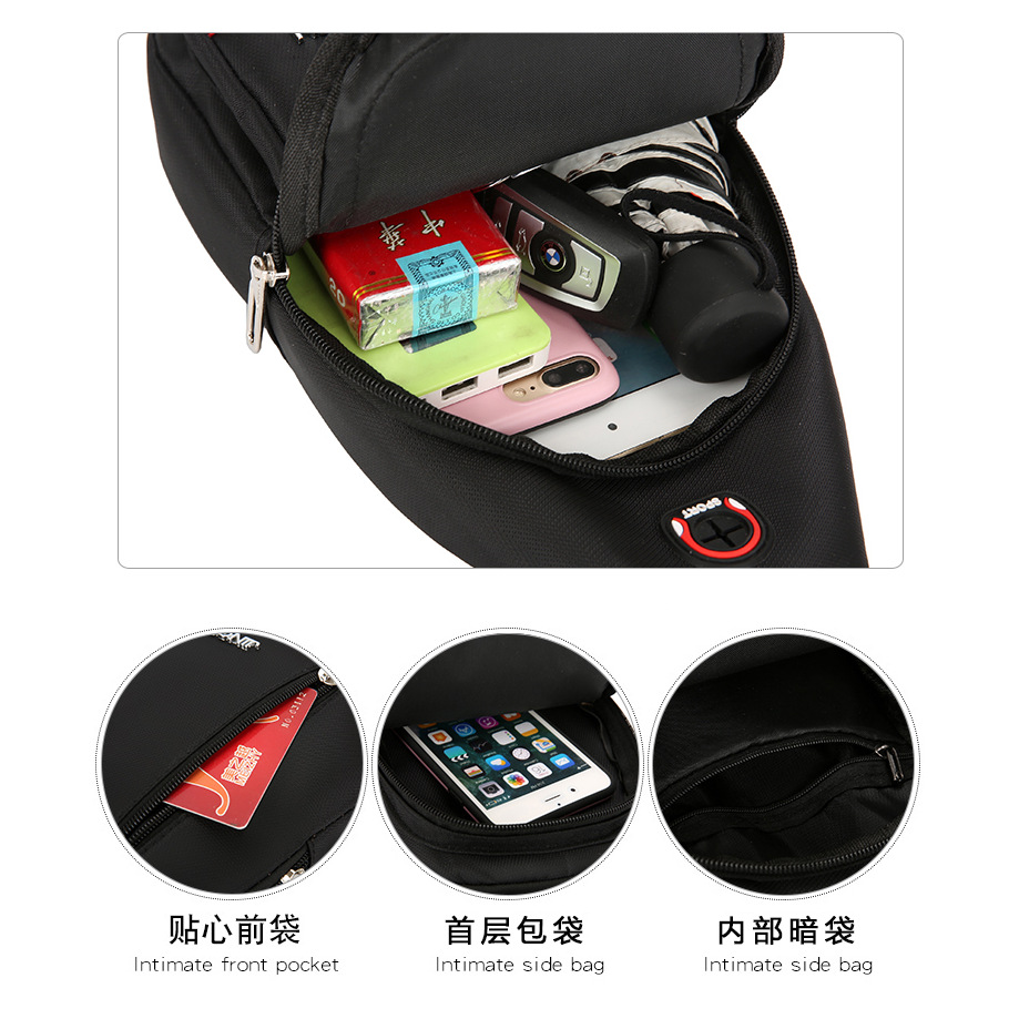 Cross-border men's waterproof and wear-resistant chest bag, simple and versatile, casual business Oxford fabric crossbody bag manufacturer wholesale and consignment Specification drawing