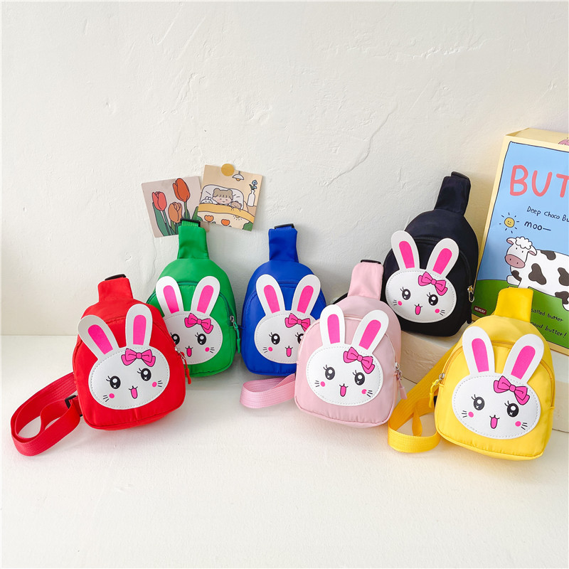 Cute children's small bag, cartoon rabbit girl crossbody bag, kindergarten baby canvas loose change accessory bag full figure