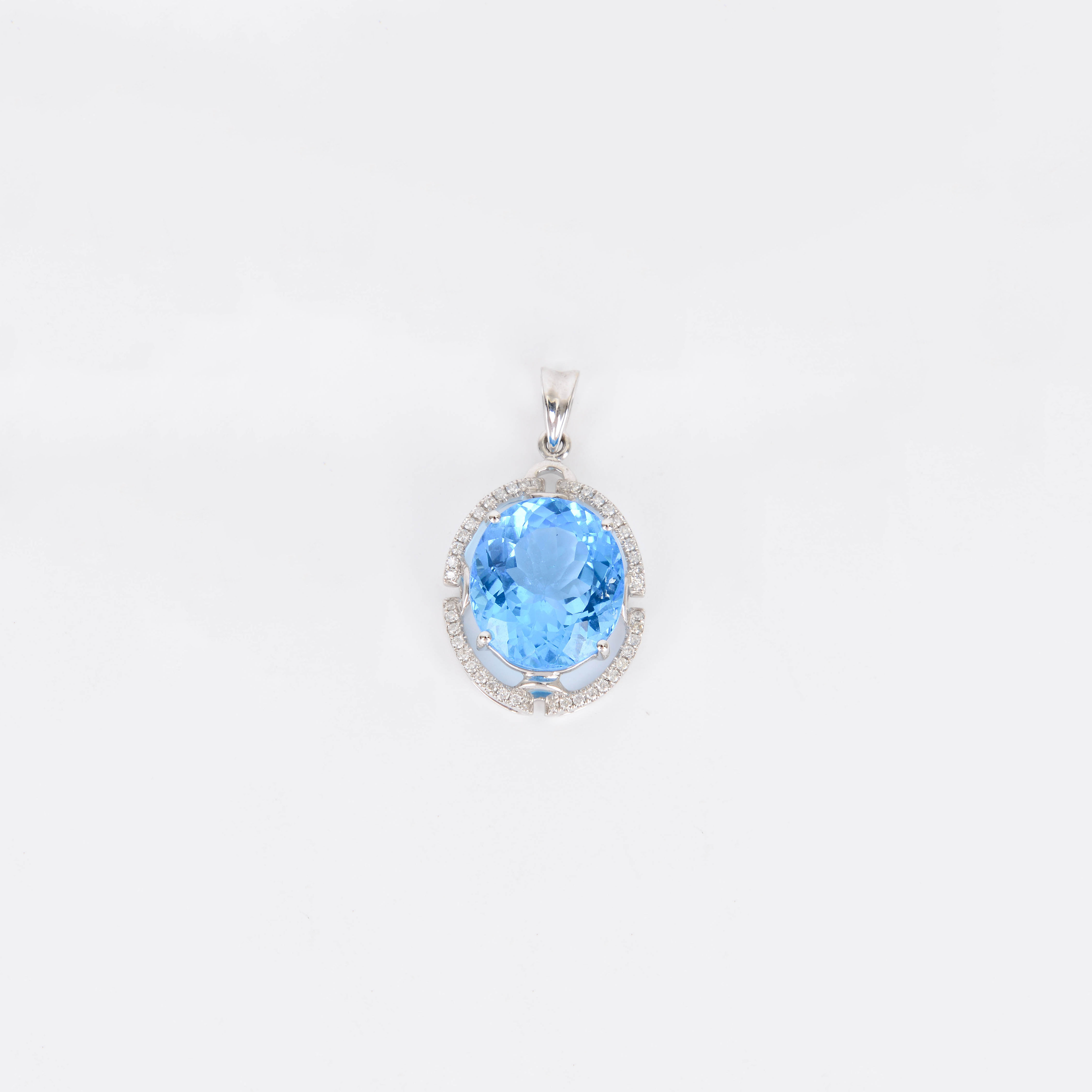 新疆海蓝宝石吊坠金丝玉宝石光吊坠托帕石吊坠银托925银