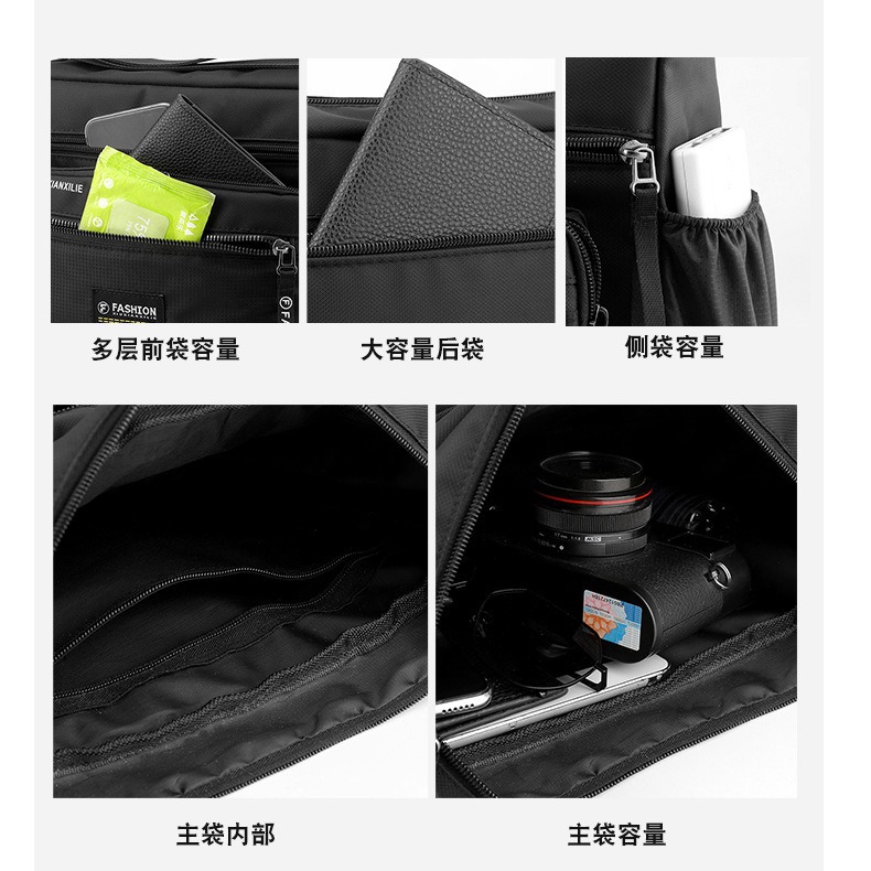 New men's outdoor travel large-capacity single-shoulder bag, Oxford wear-resistant and waterproof crossbody bag, simple and trendy travel bag Specification drawing