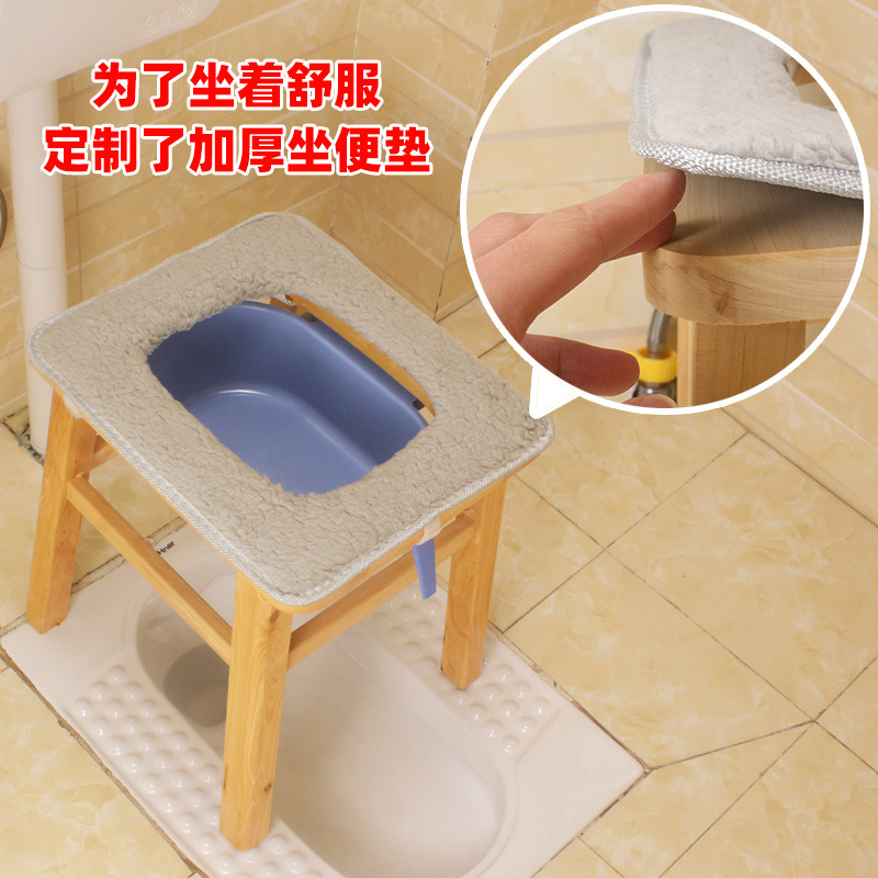 Toilet stool for the elderly, pregnant women, adults, household solid wood bathroom toilet, toilet seat, mobile toilet, sturdy toilet chair Application Scenario