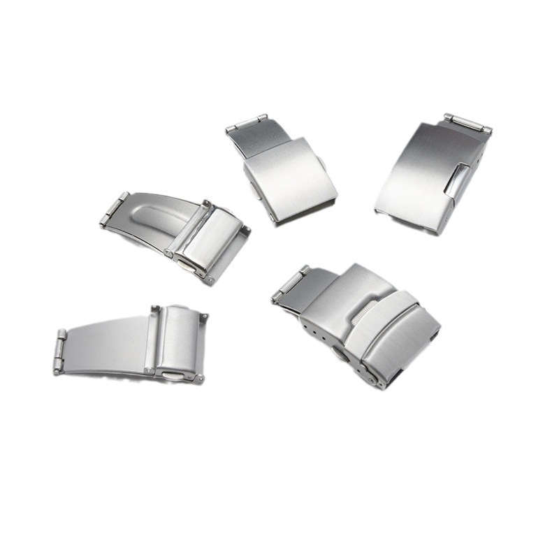 Stainless steel double-press jump buckle, double-press airplane buckle, single-side press buckle, double-safety belt buckle, stainless steel watch strap accessories Item Picture