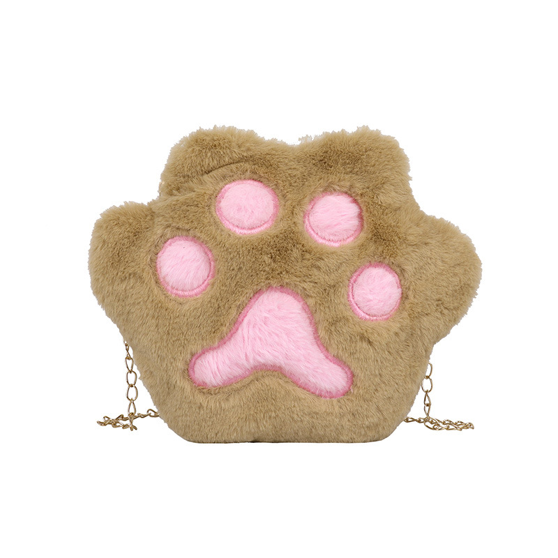 MAO MAO Bag Women's 2020 Autumn/Winter New Trendy Korean style Bag, plush single-shoulder bag, crossbody bag, bear paw chain small bag Item Picture