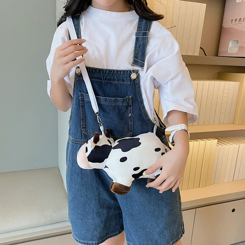 Korean Instagram Japanese-style Harajuku girl, cute cow plush small bag, student crossbody bag, soft girl single-shoulder bag, girl Specification drawing