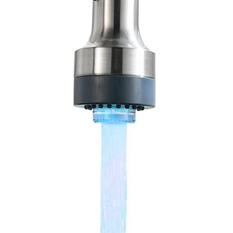 New led hot and cold water faucet with temperature control, three-color and seven-color light change, 7-color adjustable water hose, switch and faucet A4 Item Picture