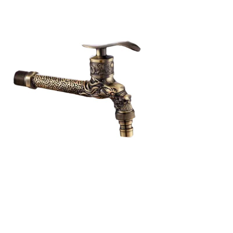 Cross-border retro wall-mounted dragon-shaped faucet washing machine mop sink quick-opening faucet retro antique carved 4-inch water Item Picture