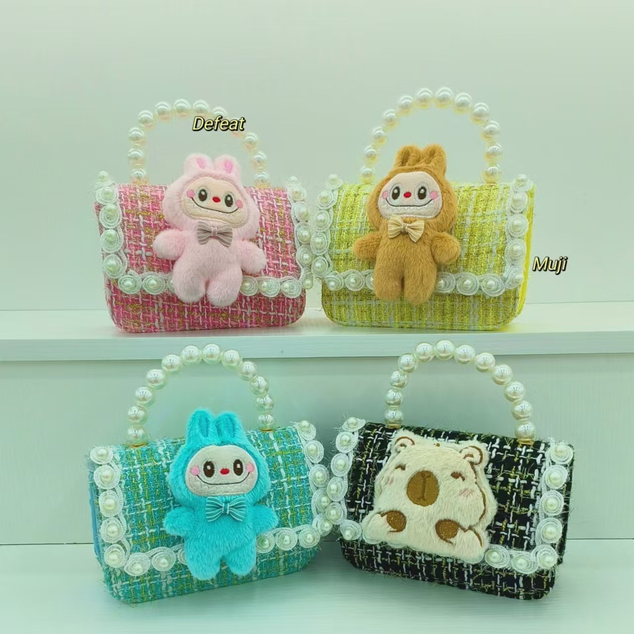 Kapipala children's bags, pearl handbags, princess bags, crossbody accessories, girls' lucky money bags, chain small square bags details Picture